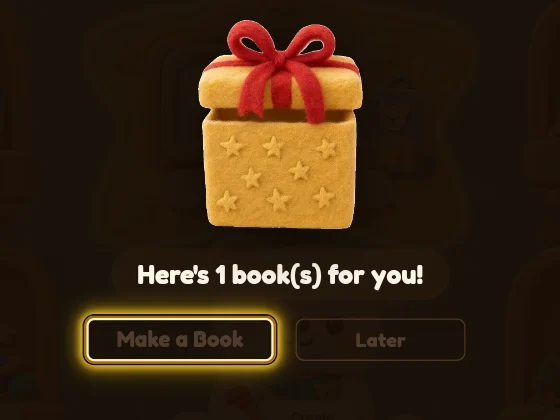Prawdziwy ekran zachęcający dziecko do stworzenia książeczki w nagrodę